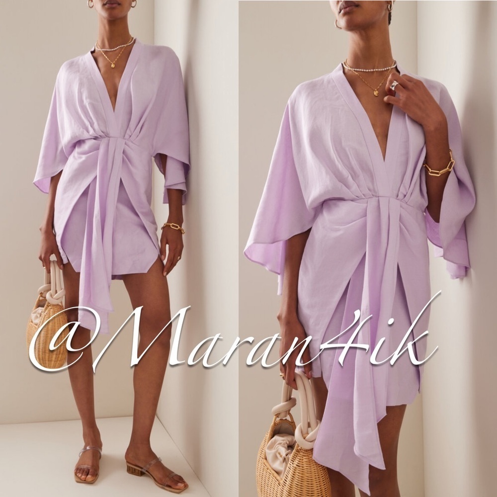 Significant Other Lola Draped Minidress Lilac Linen size 2
